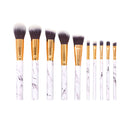 Juego De 10 Brochas Para Maquillaje Diseño Mango Tipo Mármol | Ref 2209