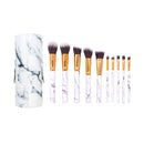 Juego De 10 Brochas Para Maquillaje Diseño Mango Tipo Mármol | Ref 2209