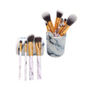 Juego De 10 Brochas Para Maquillaje Diseño Mango Tipo Mármol | Ref 2209