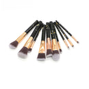 Juego De 10 Brochas Para Maquillaje Diseño Mango Tipo Mármol | Ref 2209