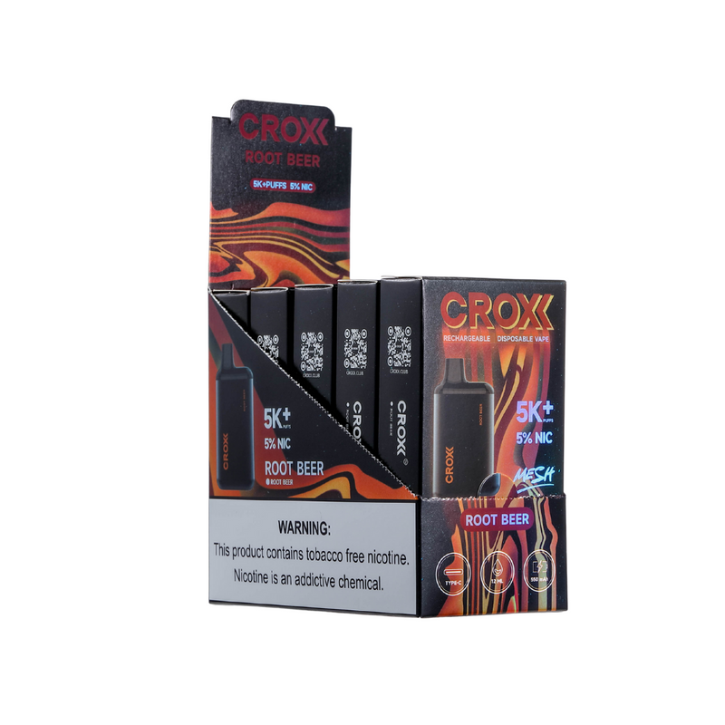 Croxx 5000 Puffs Desechable Vape 5% Nicotina Tipo-C Recargable Cigarrillo Electrónico